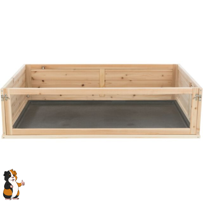 Guinea pig enclosure with levels - Hutch for guinea pigs with plexiglass - 114 × 30 × 74 cm - Wood