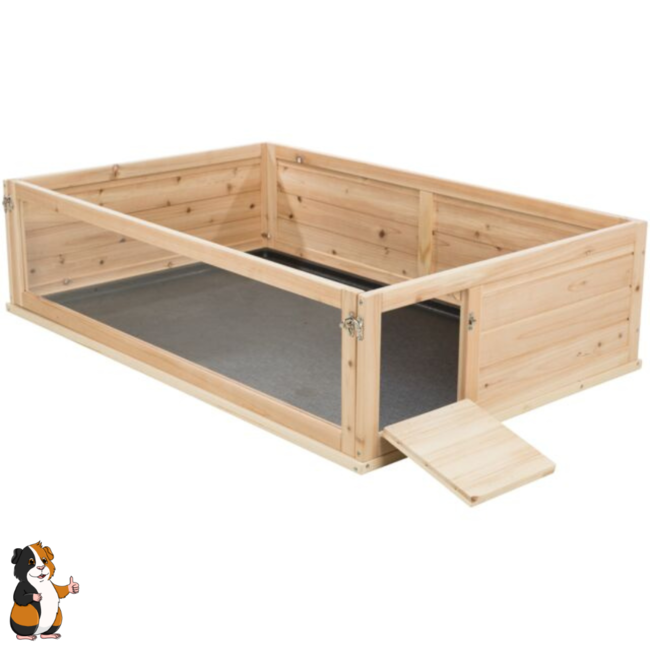 Guinea pig enclosure with levels - Hutch for guinea pigs with plexiglass - 114 × 30 × 74 cm - Wood