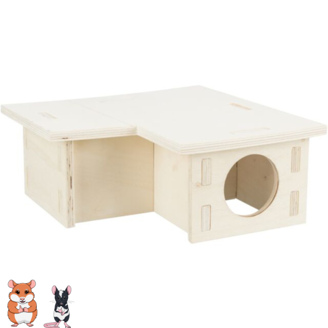 Multi-room house with 3 rooms - Underground house for rodents - 25 × 10 × 25 cm - Wood