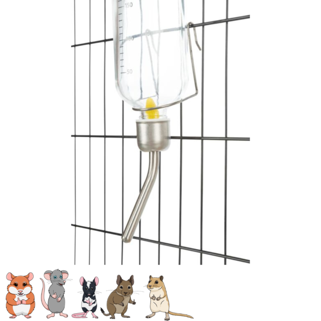 Glazen waterfles voor knaagdieren met beugel - Glas - 250 ml