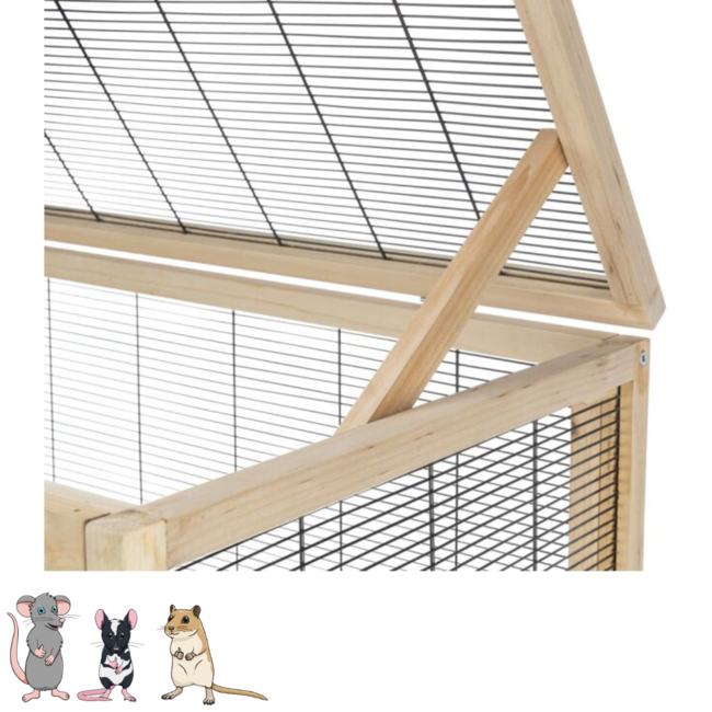 Ruim knaagdierenverblijf met meerdere plateau's - Hok voor muizen en ratten - 100 x 80 x 50 cm - Hout