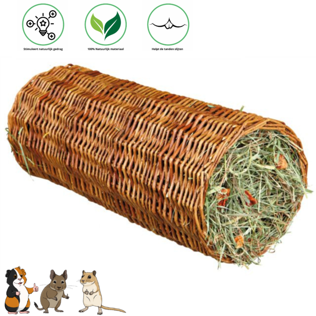 Willow Tunnel with Hay and Carrot ø 15 × 33 cm, 110 g