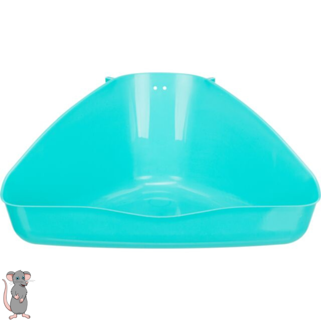 Hoektoilet voor ratten en fretten - Plastic hoektoilet met bevestigingshaken - 36 × 21 × 30/30 cm - Assorti