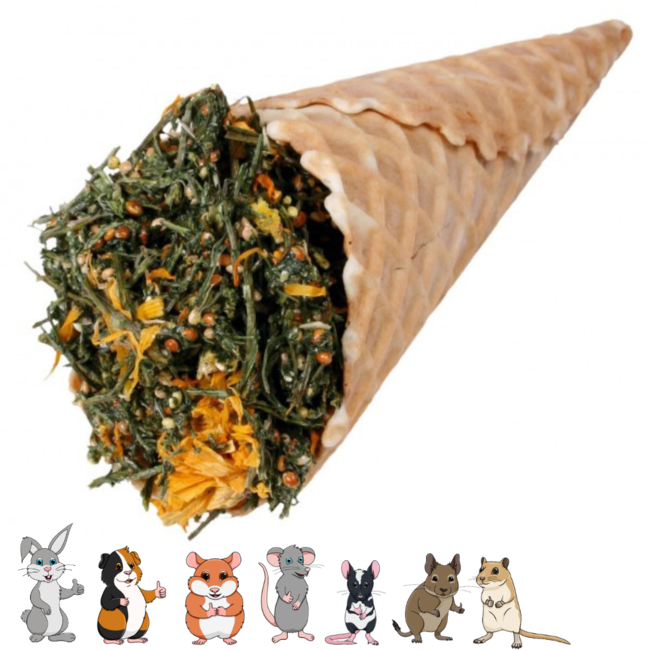 Herb ice cream cone - Snack for rabbits and rodents - 60 grams