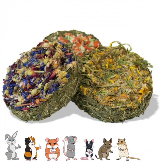 JR Farm Hooi en bloementaart - Snack voor konijnen en knaagdieren - 75 gram