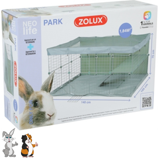 Zolux neopark - Verblijf voor konijnen - Uitbreidbaar door panelen - 140 x 105 x 70 cm