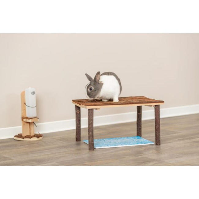 Afdak en ligplaats - Verdieping voor in je konijnen- of knaagdierverblijf - 45 × 27 × 35 cm - Schorshout