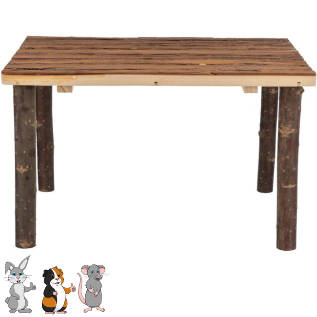 Canopy and platform - Upper level for your rabbit or rodent enclosure - 45 × 27 × 35 cm - Bark wood