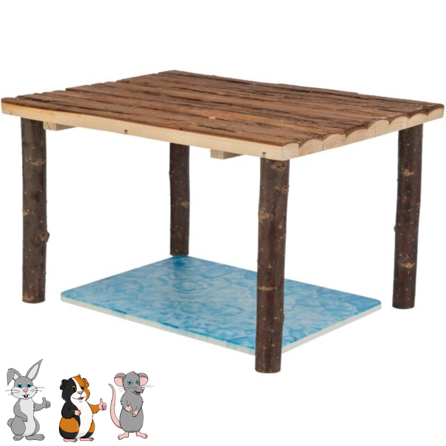 Canopy and platform - Upper level for your rabbit or rodent enclosure - 45 × 27 × 35 cm - Bark wood