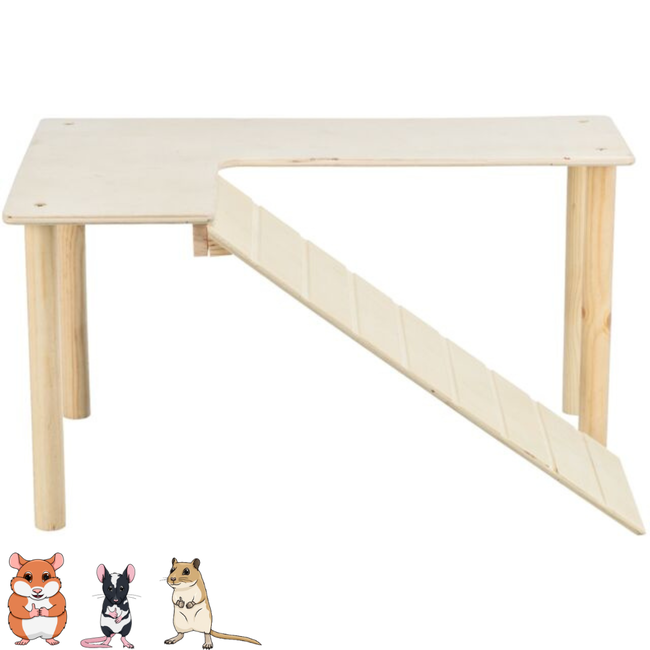 Platform with stairs - Running track for your rodent enclosure - 47 × 25 × 30 cm - Wood