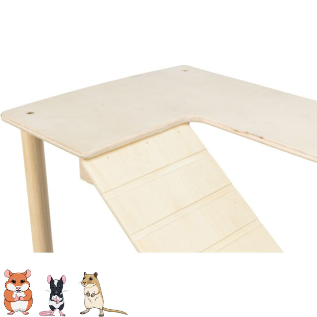 Platform with stairs - Running track for your rodent enclosure - 47 × 25 × 30 cm - Wood