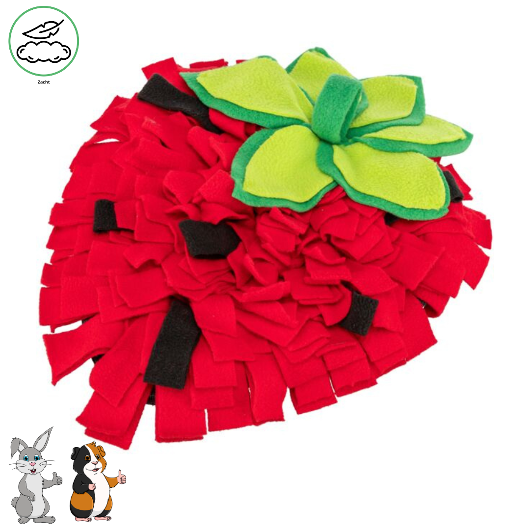 Trixie Snuffelmat in vorm van een aardbei - Verrijkingspeelgoed voor konijnen en knaagdieren - 33 × 40 cm- Rood