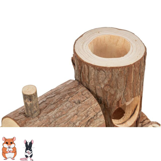 Train Levin - Rodent House - 17 × 14 × 12 cm - Bark Wood