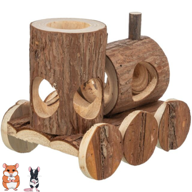 Train Levin - Rodent House - 17 × 14 × 12 cm - Bark Wood