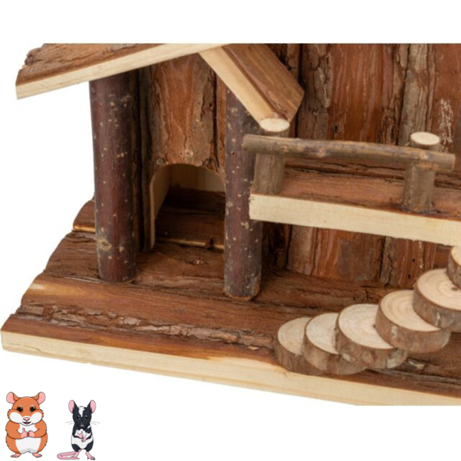 Jule House - House for Rodents - 25 × 21 × 18 cm - Bark Wood