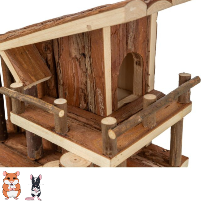 Jule House - House for Rodents - 25 × 21 × 18 cm - Bark Wood