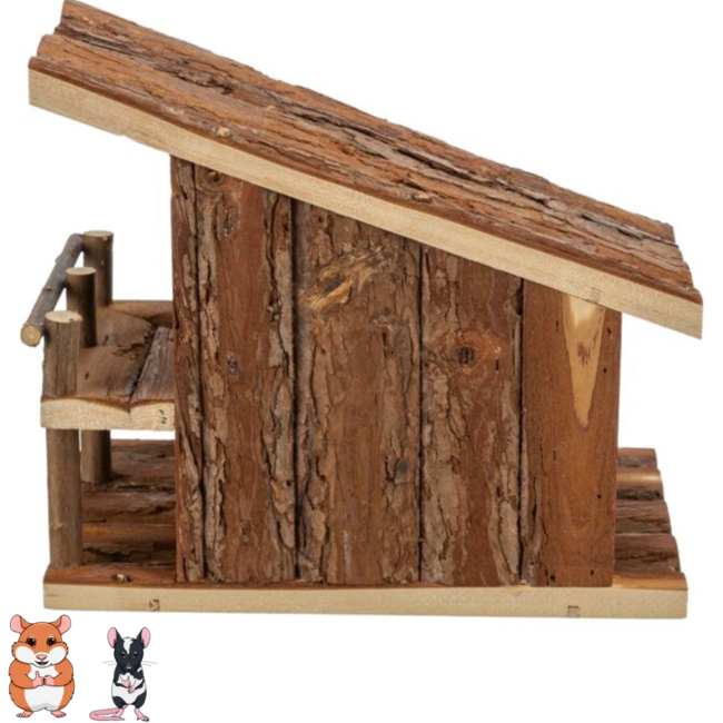 Jule House - House for Rodents - 25 × 21 × 18 cm - Bark Wood