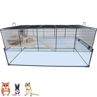 Rodent enclosure with glass bottom tray - 80 x 50 x 40 cm