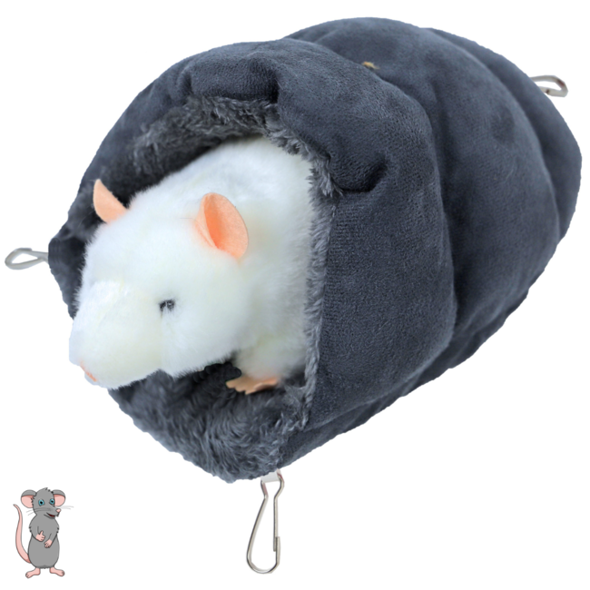 Plush sleeping bag for rats and ferrets - Hanging plush sleeping bag - 25 cm - Grey