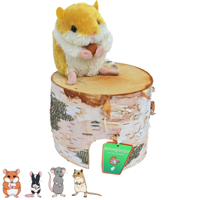 Berkenhuis voor kleine knaagdieren - Ø 10 cm - Berkenhout