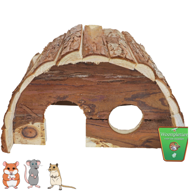 Hemispherical rodent house for golden hamsters, rats and gerbils - 25 cm - bark wood