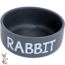 Ceramic food bowl with the text 'rabbit' on it - Anti-spill - 12 cm - Grey
