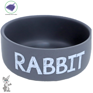 Boon Rabbit Feeding Bowl, Stone, RABBIT, Matte Grey, 12 cm