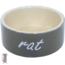 Keramische voerbak met 'Rat' tekst - Ø 10 cm - Grijs - Makkelijke voerbak voor ratten - Handig schoon te maken