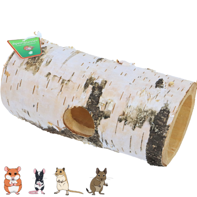 Birch roll 20 cm - Tunnel for rodents - 1 hole - Birch wood