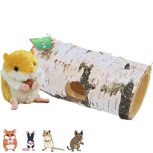 Birch roll 20 cm - Tunnel for rodents - 1 hole - Birch wood