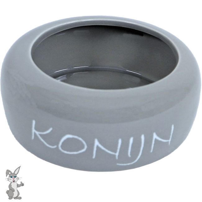 Boon eetbak steen anti-mors konijn lichtgrijs, 13 cm