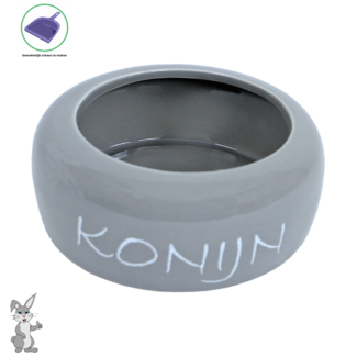 Bean Feeding Bowl Stone Anti-Spill Rabbit Light Gray, 13 cm