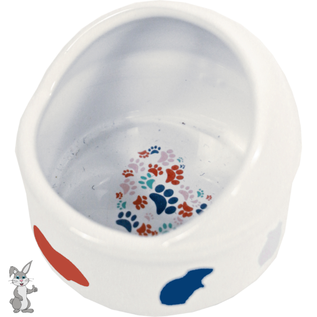 Boon hamster eetbak anti-mors steen wit met pastel print, 7 cm
