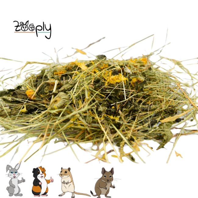 Zooply Herb Hay with Calendula and Nettle - Hay fresh from the field - Easy to pack - 5 kg