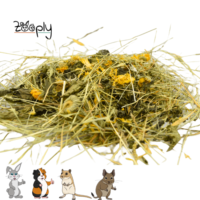 Zooply Herb Hay with Calendula and Nettle - Hay fresh from the field - Easy to pack - 5 kg
