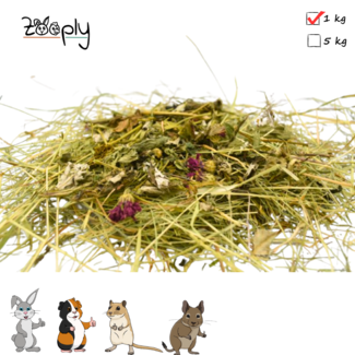 Zooply Herbal Hay with Leaf & Herb Mix - 1 kg