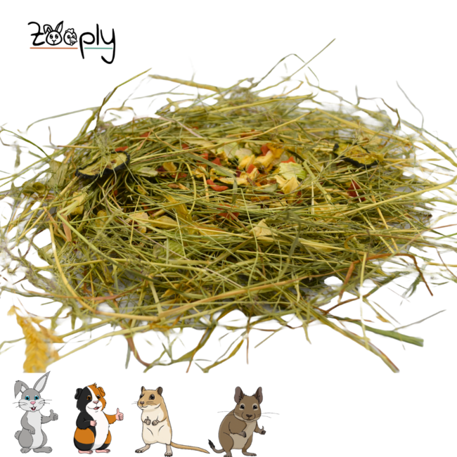 Zooply Herb Hay with Various Vegetables - Fresh hay from the field - Conveniently packed - 1 kg