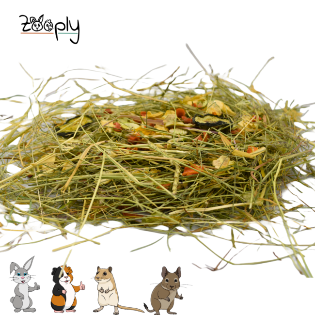 Zooply Herb Hay with Various Vegetables - Fresh hay from the field - Conveniently packed - 1 kg
