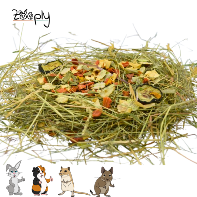 Zooply Herbal Hay with Various Vegetables - Hay fresh from the field - Conveniently packaged - 1 kg