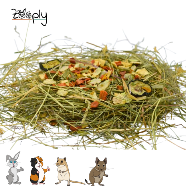 Zooply Herb Hay with Various Vegetables - Fresh hay from the field - Conveniently packed - 1 kg