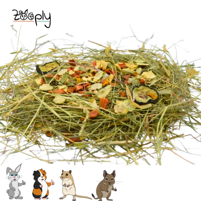 Zooply Herb Hay with Various Vegetables - Fresh hay from the field - Conveniently packed - 1 kg