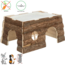 Tilde House with soft bed on the roof - Hutch for rabbits and guinea pigs - 39 × 22 × 29 cm - Bark wood