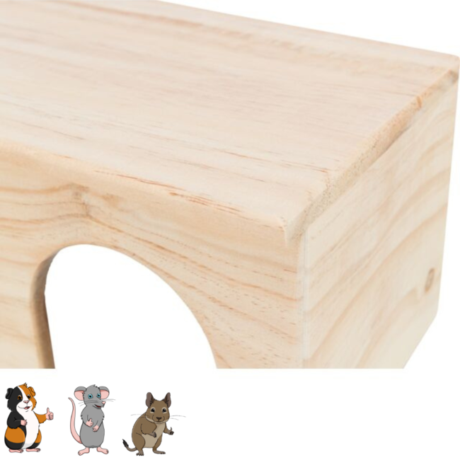 Wooden house with flat roof for guinea pigs and rats - 28 × 16 × 18 cm - Wood