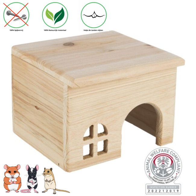 Wooden House with Flat Roof 15 × 12 × 15 cm
