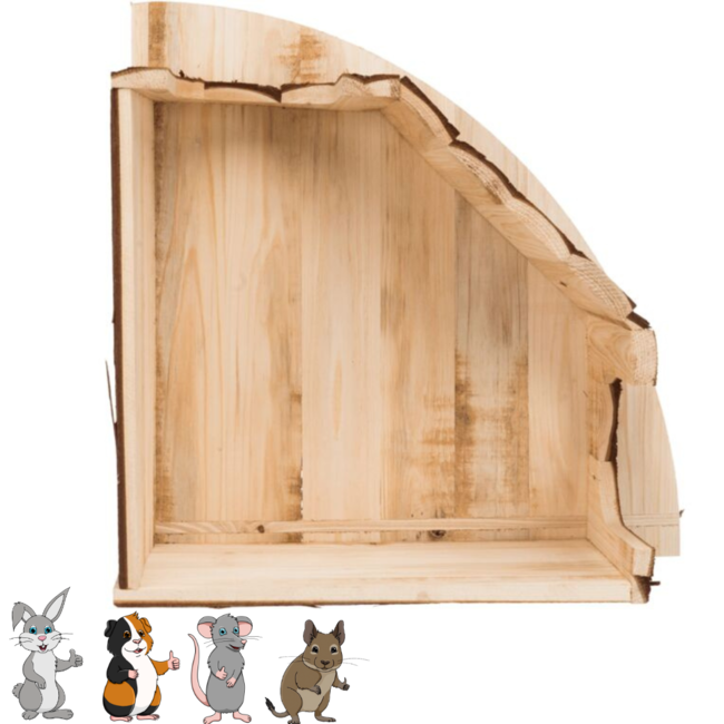 Hoekhuis Jesper - Huisje voor cavia's en ratten - 42 × 15 × 30/30 cm - Schorshout