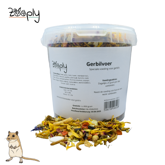Zooply Gerbil Food - Special nutrition for gerbils - Packaged in a bucket - 800 grams