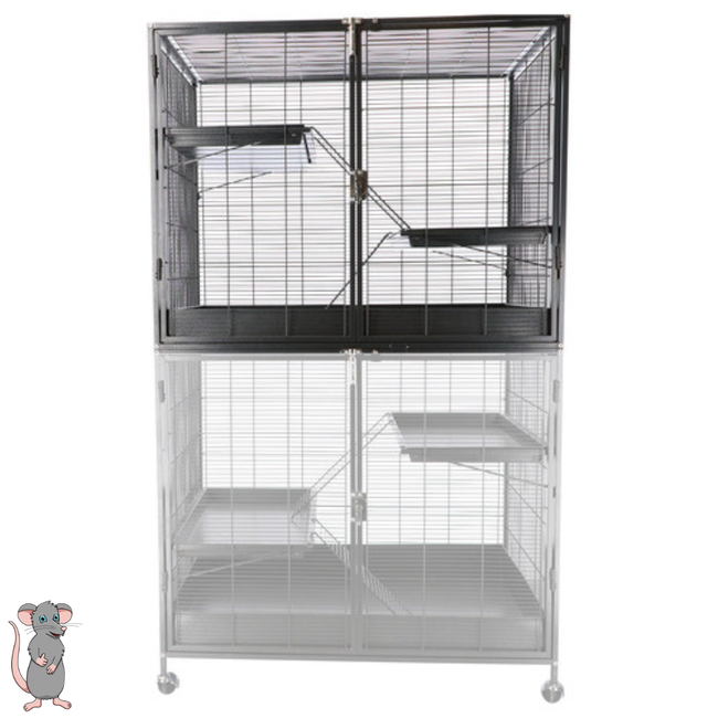 Grote ratten of frettenkooi met meerdere verdiepingen - Bovenkant - 93,5 x 63 x 76 cm - Antraciet -