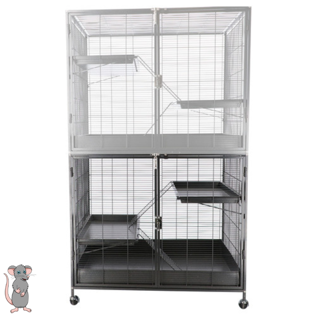 Grote ratten of frettenkooi met meerdere verdiepingen - Onderkant - 93,5 x 63 x 76 cm - Antraciet -