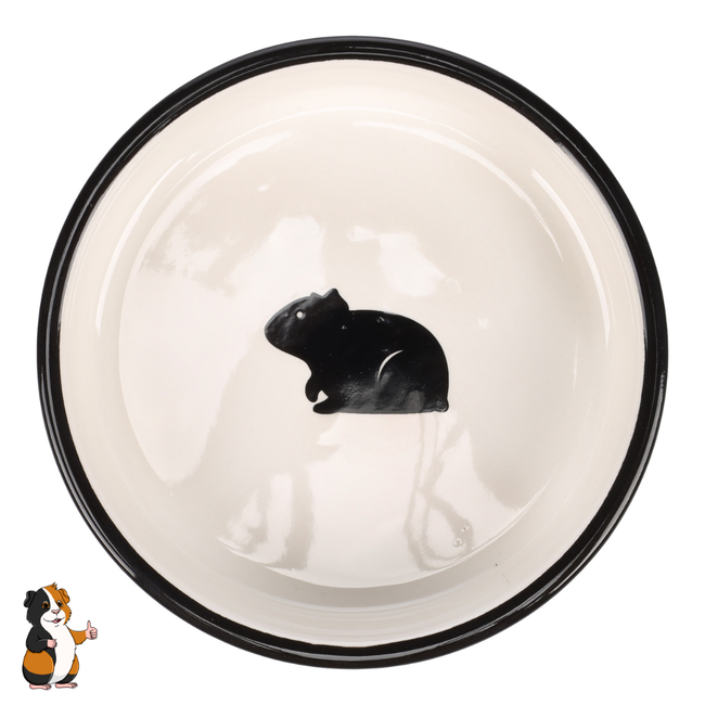 Ceramic food bowl for guinea pigs - Ø13cm - Black / White