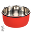 Metal feeding bowl for rabbits and guinea pigs - Hanging feeding bowl - Ø13 cm - Red/Grey